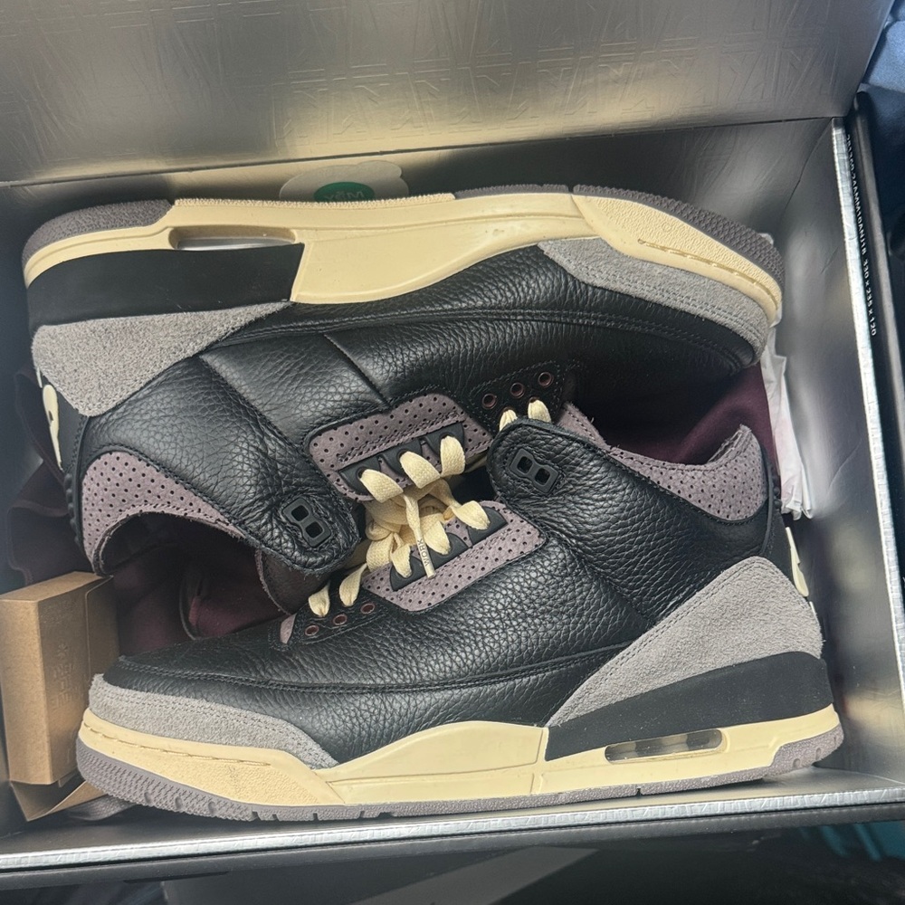 Jordan Black and Gray Sneakers with Cream Accents